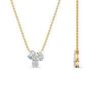 Mixed Shape Three Stone Diamond Pendant Necklace